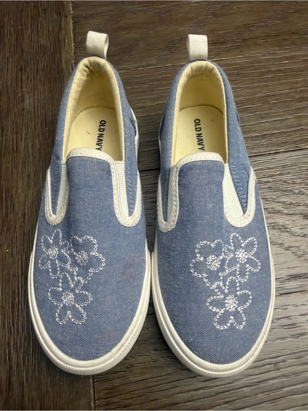 Old Navy Blue Slip-On Floral Canvas Sneakers for Kids 11